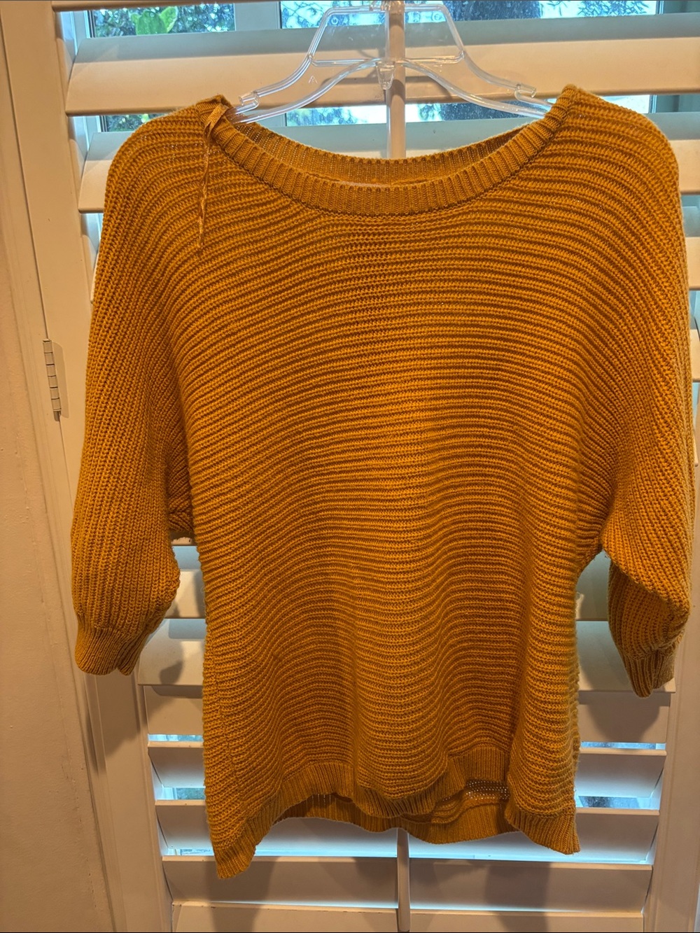 Women's Mustard Ribbed Crew Neck Sweater